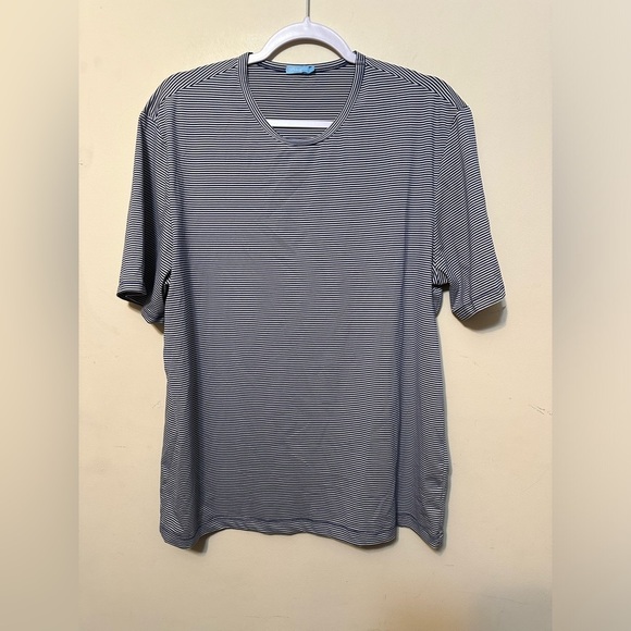 J McLaughlin Men’s Stripe Crew Neck Stripe Short Sleeve Top Size‎ Large - Picture 1 of 5